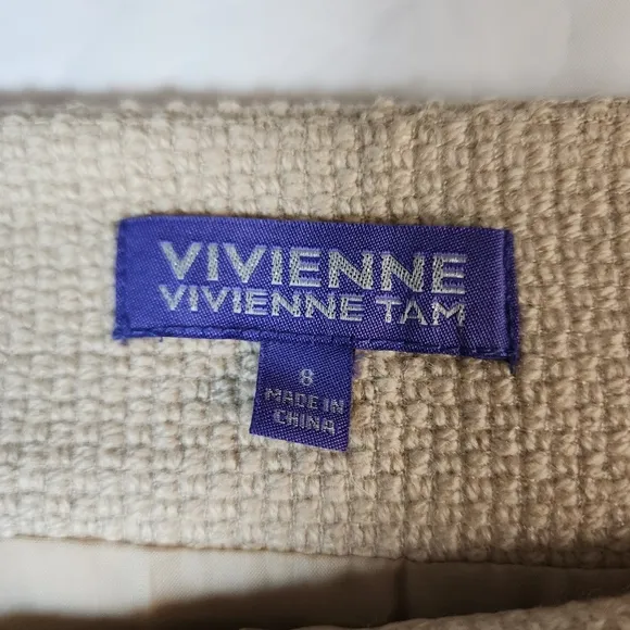Vivienne Tam Textured Wool Beige Mini Skirt Size 8
