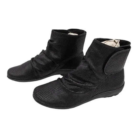 Walking Cradles Black Harlow Soft Leather Ankle Boots 8.5 Women's