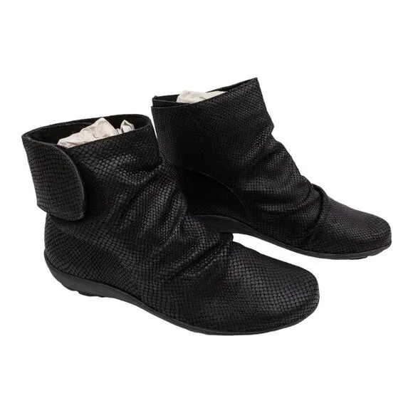 Walking Cradles Black Harlow Soft Leather Ankle Boots 8.5 Women's