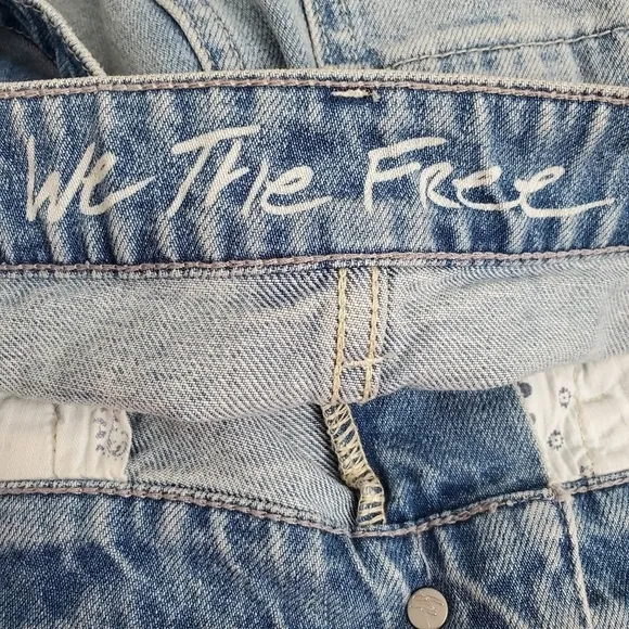WE THE FREE DENIM SKIRT WOMENS SZ 8/10 'WILSHIRE' JEAN MIDI BLUE FRONT SLIT