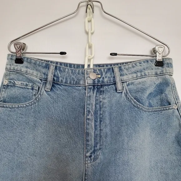 WE THE FREE DENIM SKIRT WOMENS SZ 8/10 'WILSHIRE' JEAN MIDI BLUE FRONT SLIT