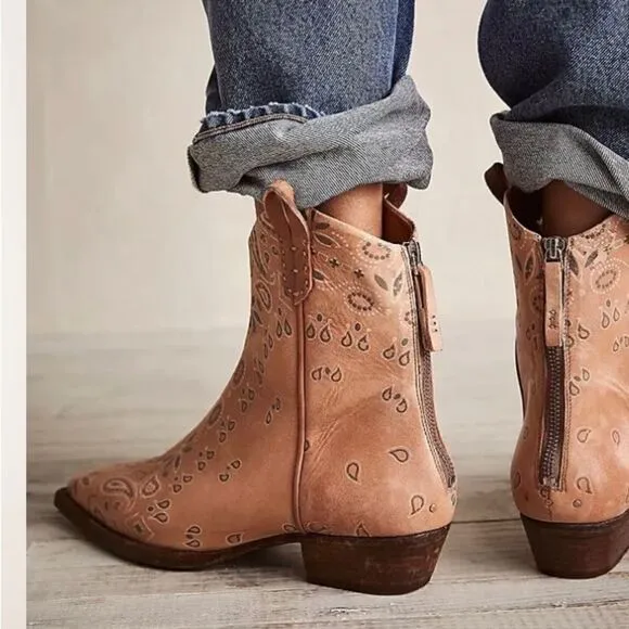 We The Free Wesley Bandana Printed Ankle Boots Size 39.5 New without Box