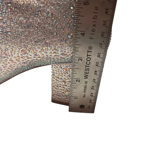 Wet Kiss Size 10 sparkle shiny rhinestone tall zip‎ boots with three inch heel.