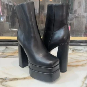 Wetkiss Women’s Black Faux Leather Platform Ankle Boots Size 9.5 Y2K Goth Bratz
