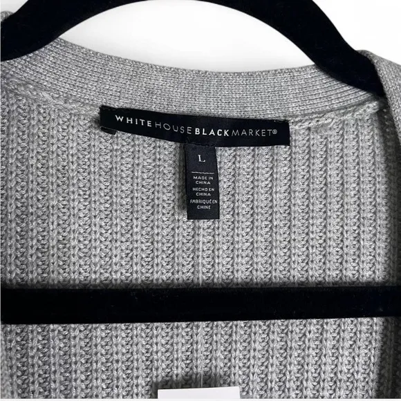 White House Black Market Grey Longline Cardigan Sweater, NWT, Size L