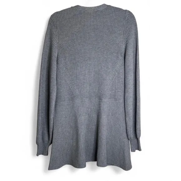 White House Black Market Grey Longline Cardigan Sweater, NWT, Size L