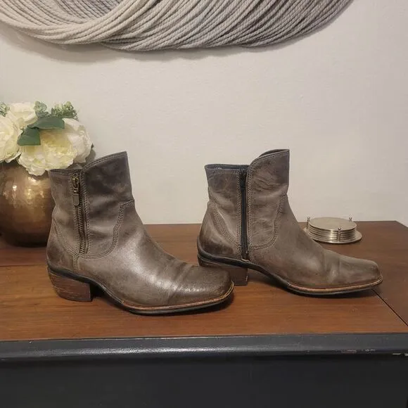 Wolky Alpine Gray Leather Ankle Boots Sz 39