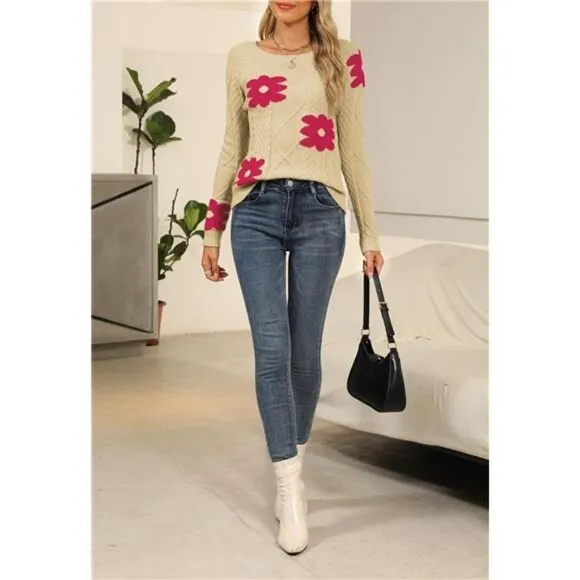 Womens 2024 Fall Pullover Sweaters Rose