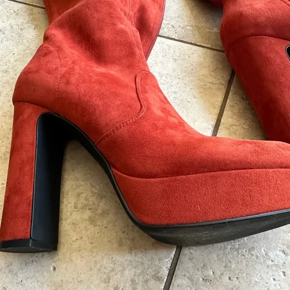 Women's burnt orange Suede Knee-High Boots