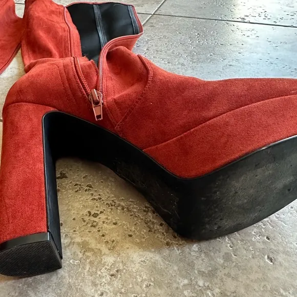 Women's burnt orange Suede Knee-High Boots