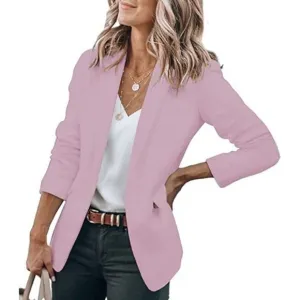 𝅺womens Casual Blazers Open Front Long Sleeve Work Office Lavender