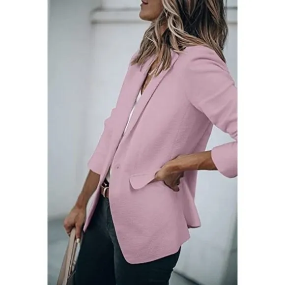 𝅺womens Casual Blazers Open Front Long Sleeve Work Office Lavender