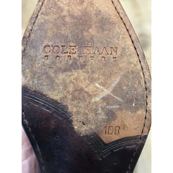 WOMENS COLE HAAN COUNTRY F2025 BROWN LEATHER COWBOY WESTERN BOOTS SZ 10b