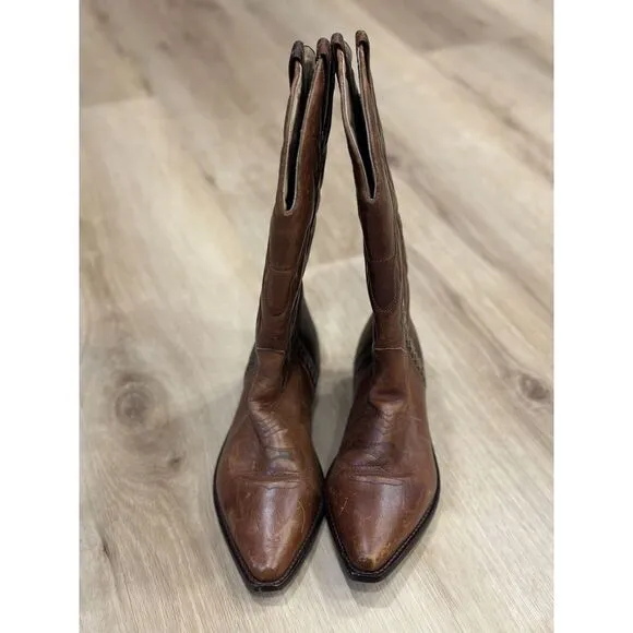 WOMENS COLE HAAN COUNTRY F2025 BROWN LEATHER COWBOY WESTERN BOOTS SZ 10b
