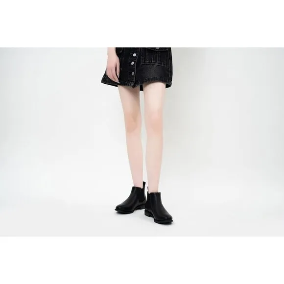 Women's Fall Flat Chelsea Boots Black Polyurethane Comfortable Short Ankle Boots