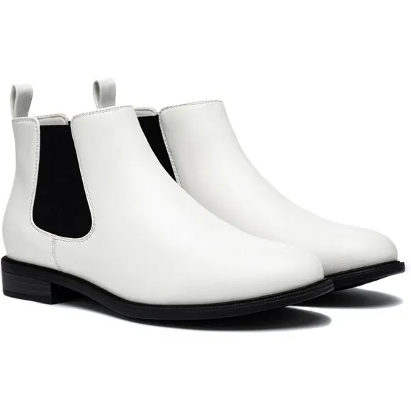 Women's Fall Flat Chelsea Boots White Polyurethane Comfortable Short Ankle Boots