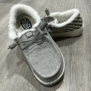 Women’s Hey Dude Slip On Shoe Gray Size 7 Wendy Warmth Faux Fur