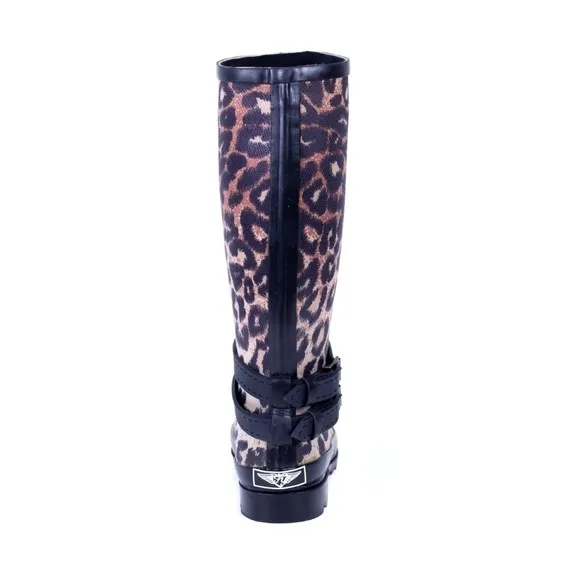 Women's Leopard Print Rubber Rain Boots