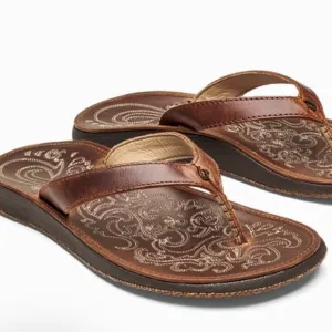 Women's OluKai® Paniolo brown flip flop Sandals size 6 NWT