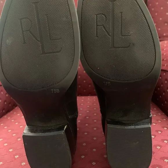 Womens Ralph Lauren Marion Black Leather Boots Size 7.5