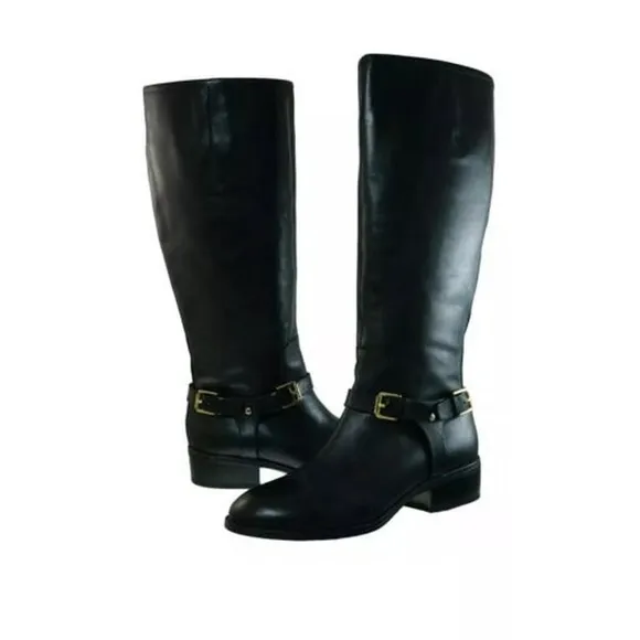 Womens Ralph Lauren Marion Black Leather Boots Size 7.5