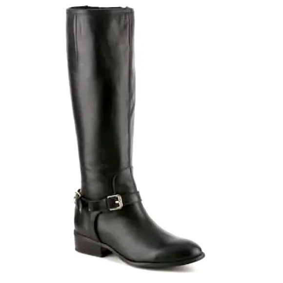 Womens Ralph Lauren Marion Black Leather Boots Size 7.5