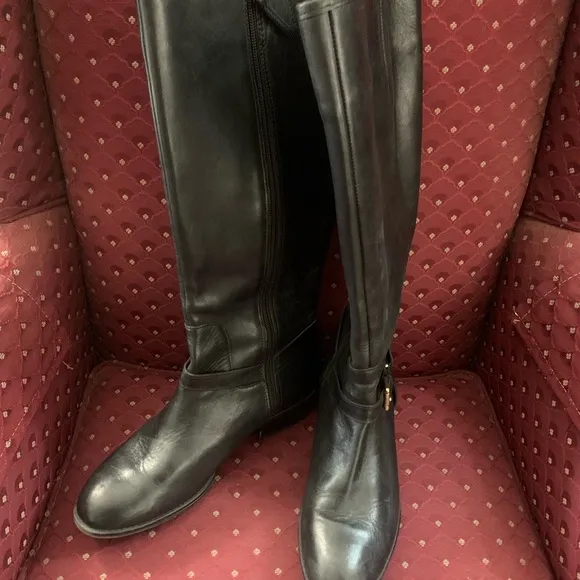 Womens Ralph Lauren Marion Black Leather Boots Size 7.5