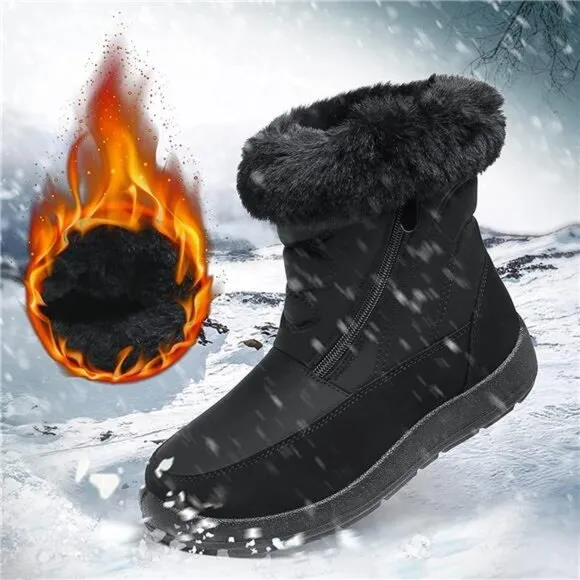 Women's Snow Ankle Boots Waterproof Slip On Fur Lined Winter Short Booties