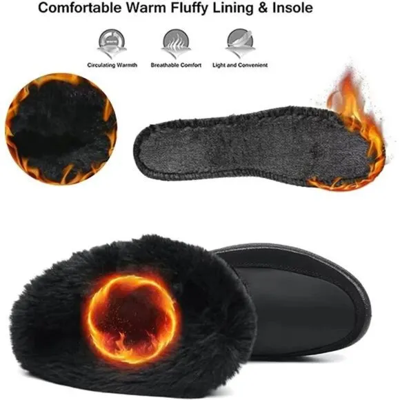 Women's Snow Ankle Boots Waterproof Slip On Fur Lined Winter Short Booties