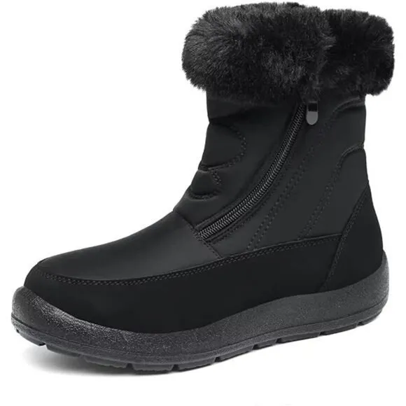 Women's Snow Ankle Boots Waterproof Slip On Fur Lined Winter Short Booties