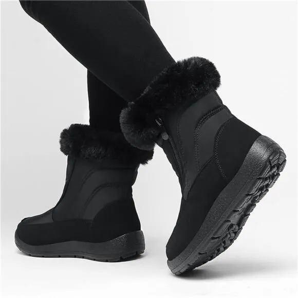 Women's Snow Ankle Boots Waterproof Slip On Fur Lined Winter Short Booties