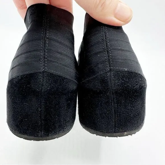 Women’s THIERRY RABOTIN Black Suede Cross Over Ribbon Wedge Shoes, Size 40 9.5US