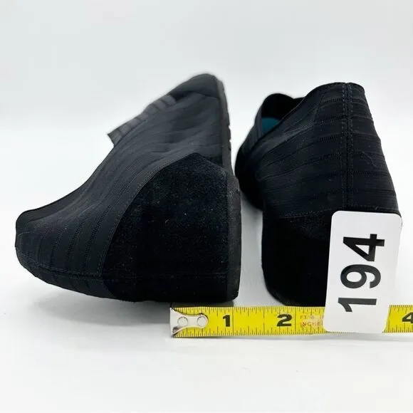 Women’s THIERRY RABOTIN Black Suede Cross Over Ribbon Wedge Shoes, Size 40 9.5US