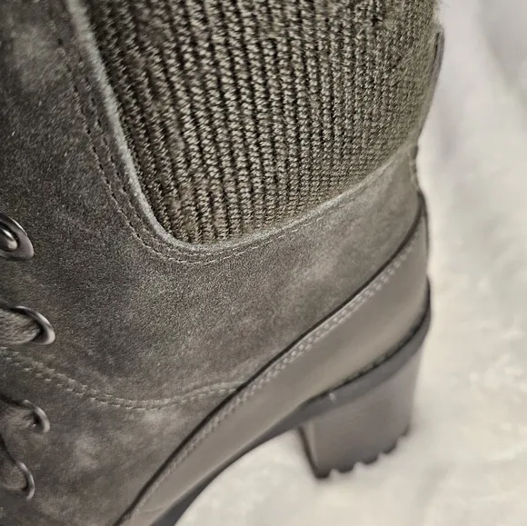 Women’s UGG Redwood Dark Olive Green Suede Heeled Waterproof Chunky Boots