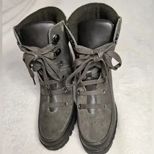 Women’s UGG Redwood Dark Olive Green Suede Heeled Waterproof Chunky Boots