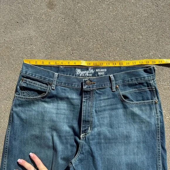 Wrangler Retro Relaxed Boot Cut Blue Jeans Cowboy Western 10WRT20RT Size 38x34