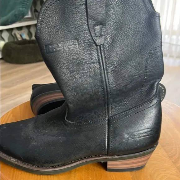 Xelement Black Leather Western Boots