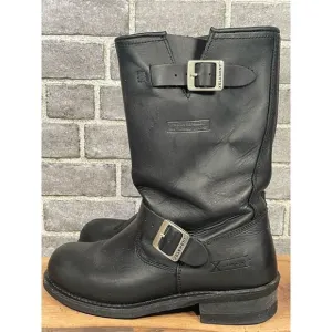 Xelement Men's Black Motorcycle Leather Boots Size 9 Biker Style