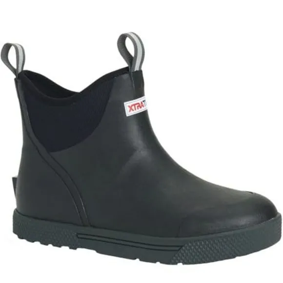 XTRATUF MEN'S WHEELHOUSE 6 INCH ANKLE DECK BOOT, BLACK, SIZE 10