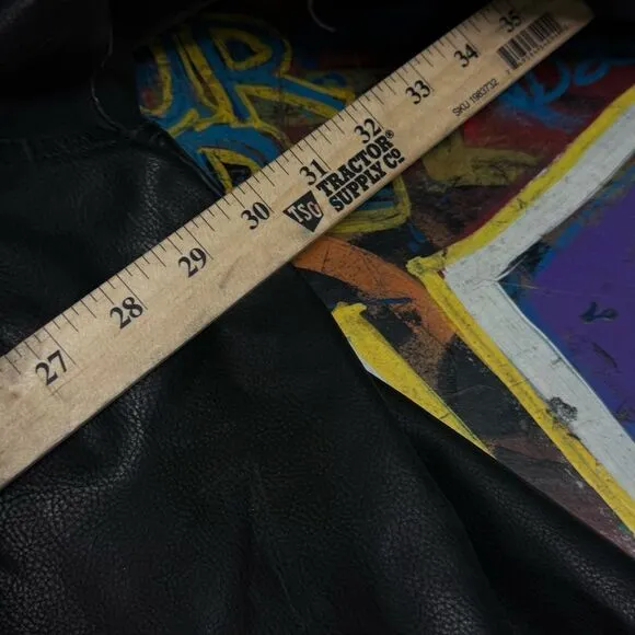 Y2K Arizona Vegan Leather Jacket with Hoodie - 4XL - Black Faux Leather