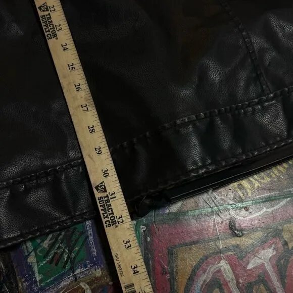 Y2K Arizona Vegan Leather Jacket with Hoodie - 4XL - Black Faux Leather