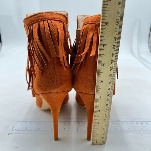 YDN Women Stiletto High Heel Tassels Ankle Boots Pointed Toe Elastic ,Suede Boot