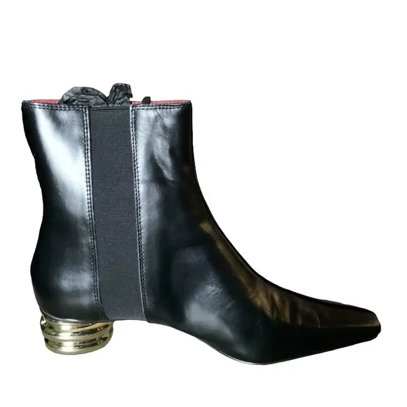 Zara Black and Gold Ankle Boots with Modern Design