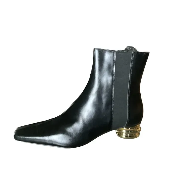 Zara Black and Gold Ankle Boots with Modern Design