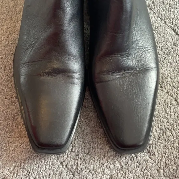 Zara Black Leather Cowboy Styling Ankle Boots size 6