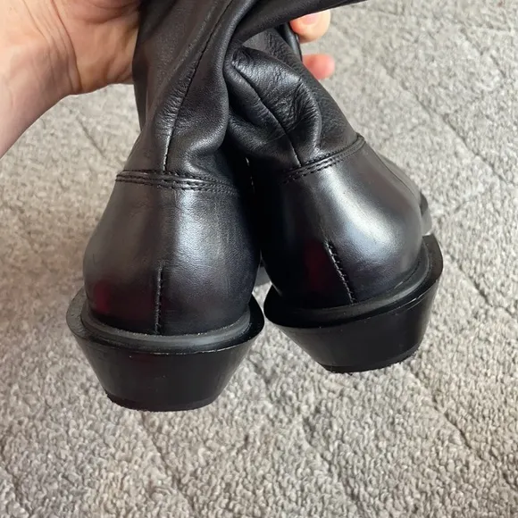 Zara Black Leather Cowboy Styling Ankle Boots size 6