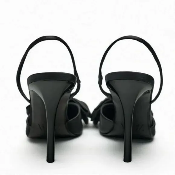 ZARA BOW TRIM HEELED SHOES