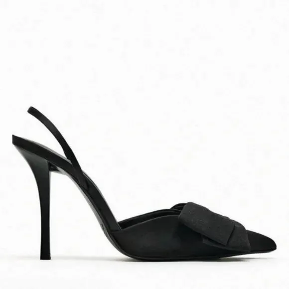 ZARA BOW TRIM HEELED SHOES