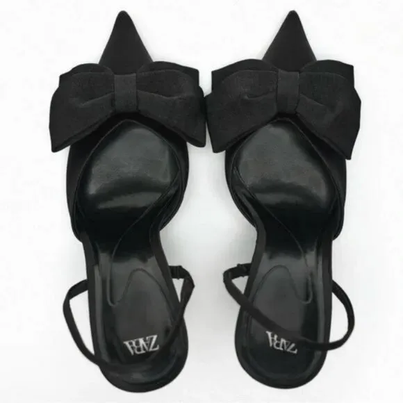 ZARA BOW TRIM HEELED SHOES
