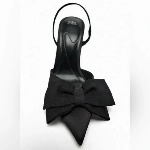 ZARA BOW TRIM HEELED SHOES